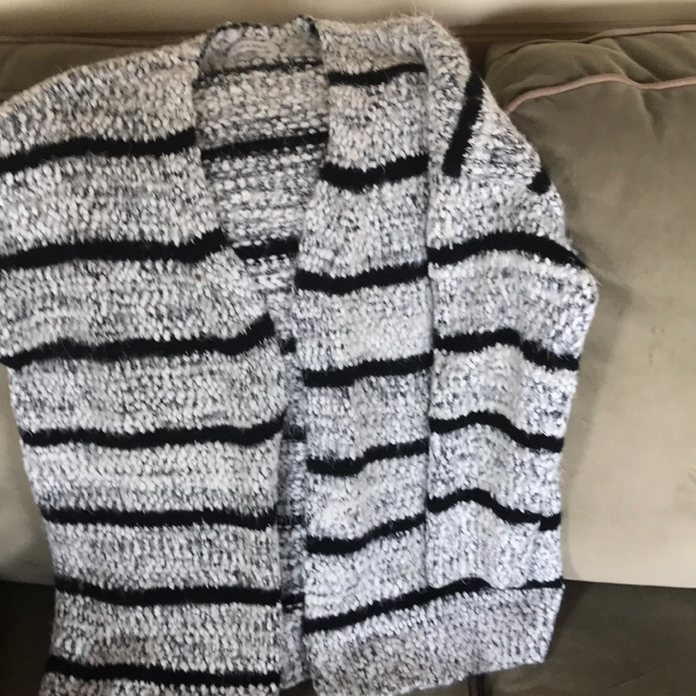 Calvin Klein Soft fuzzy black and white sweater.